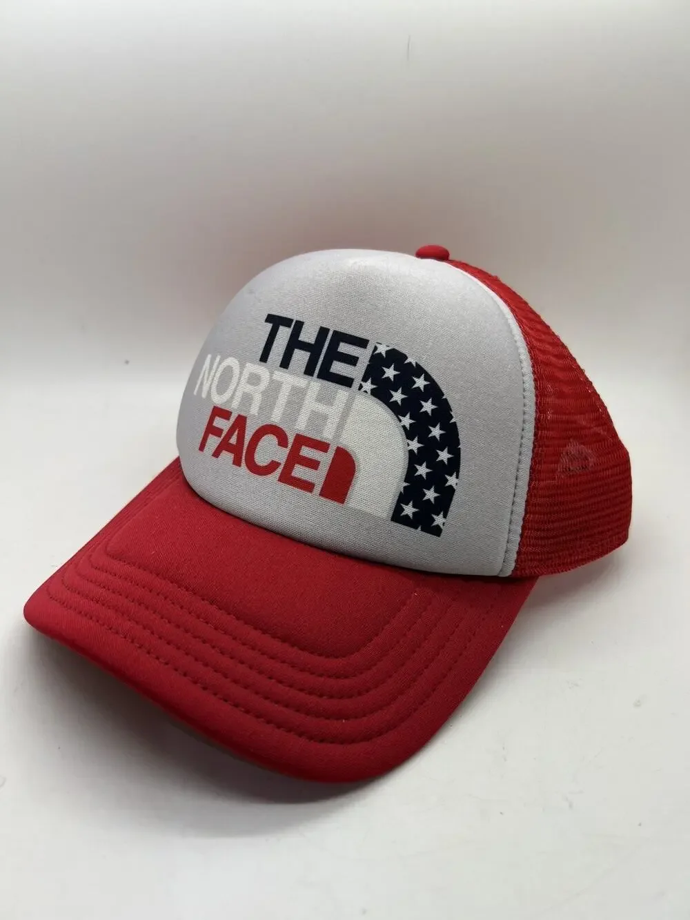 The OP North Face Red White Stars Stripes Flag Mesh Trucker Hat Cap One Size All